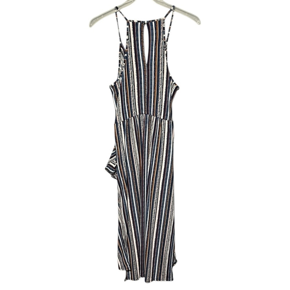 BCBGeneration Savannah Stripe Faux Wrap Dress Multi Color Hi/Lo Midi Size Medium - Picture 4 of 7